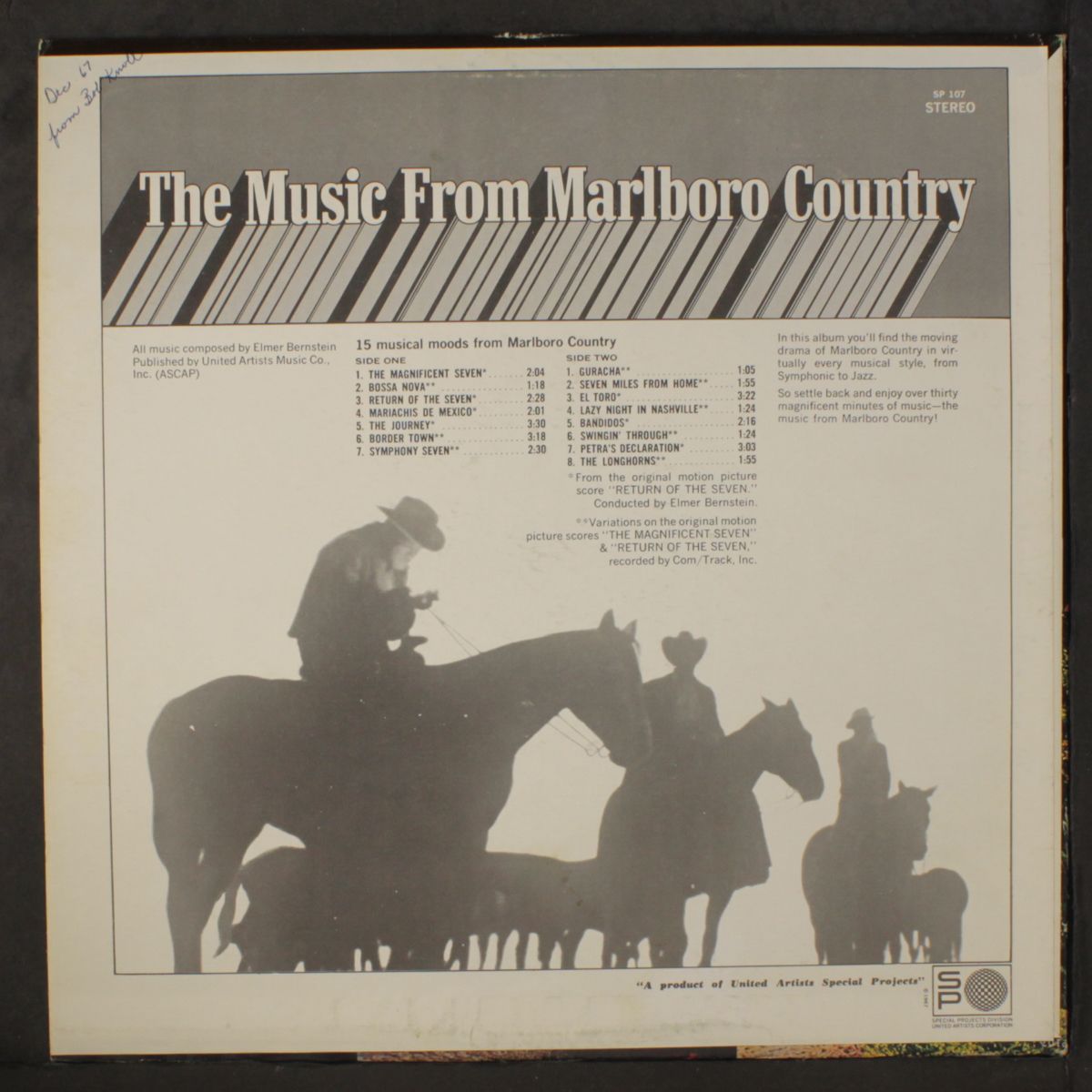 the music from marlboro country by ELMER BERNSTEIN