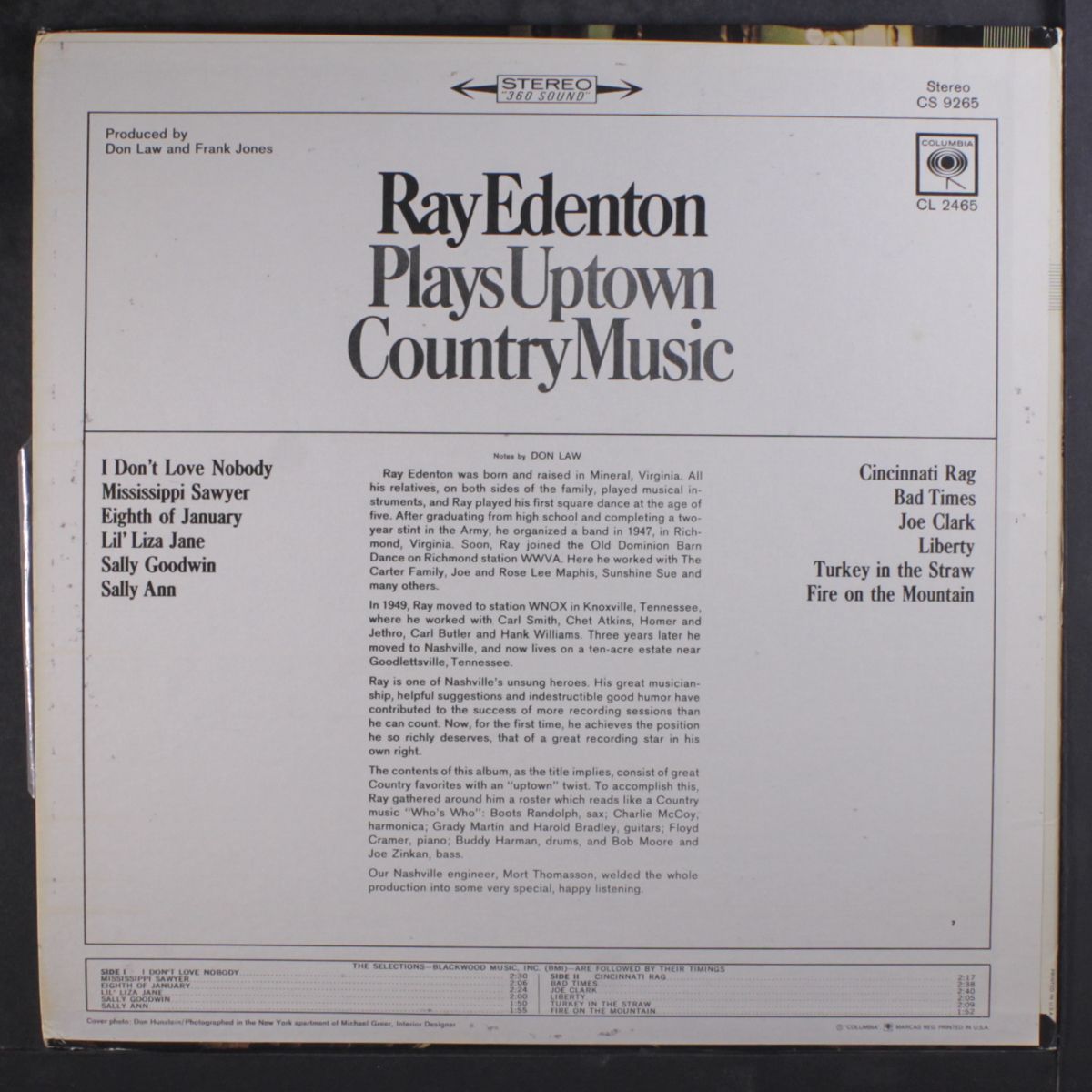 plays uptown country music by RAY EDENTON