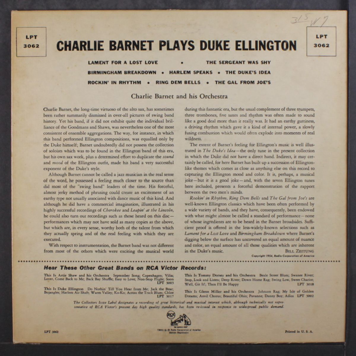 plays duke ellington by CHARLIE BARNET