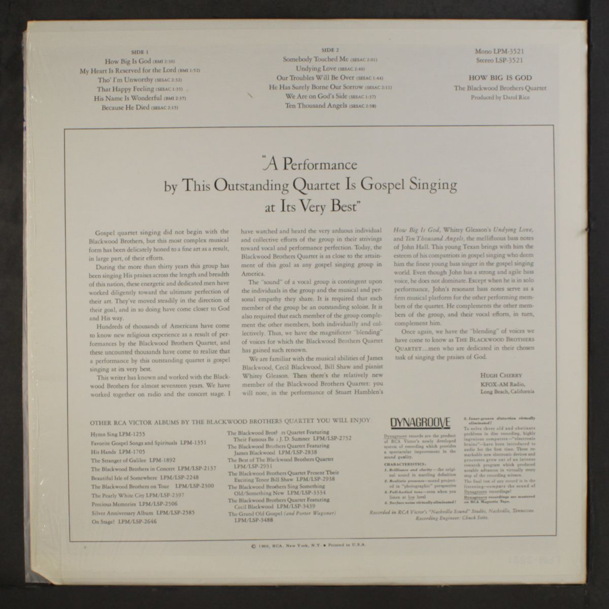 how big is god by BLACKWOOD BROTHERS