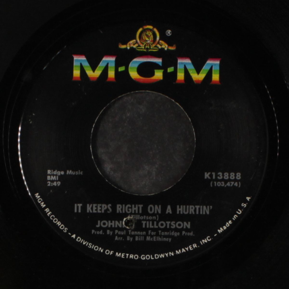 it keeps right on a hurtin' / i can spot a cheater by JOHNNY TILLOTSON