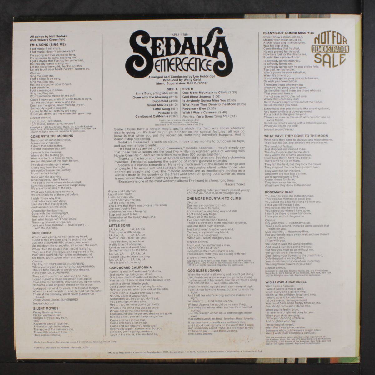 emergence by NEIL SEDAKA