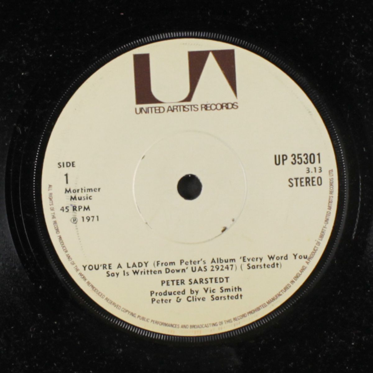 you're a lady / useless by PETER SARSTEDT