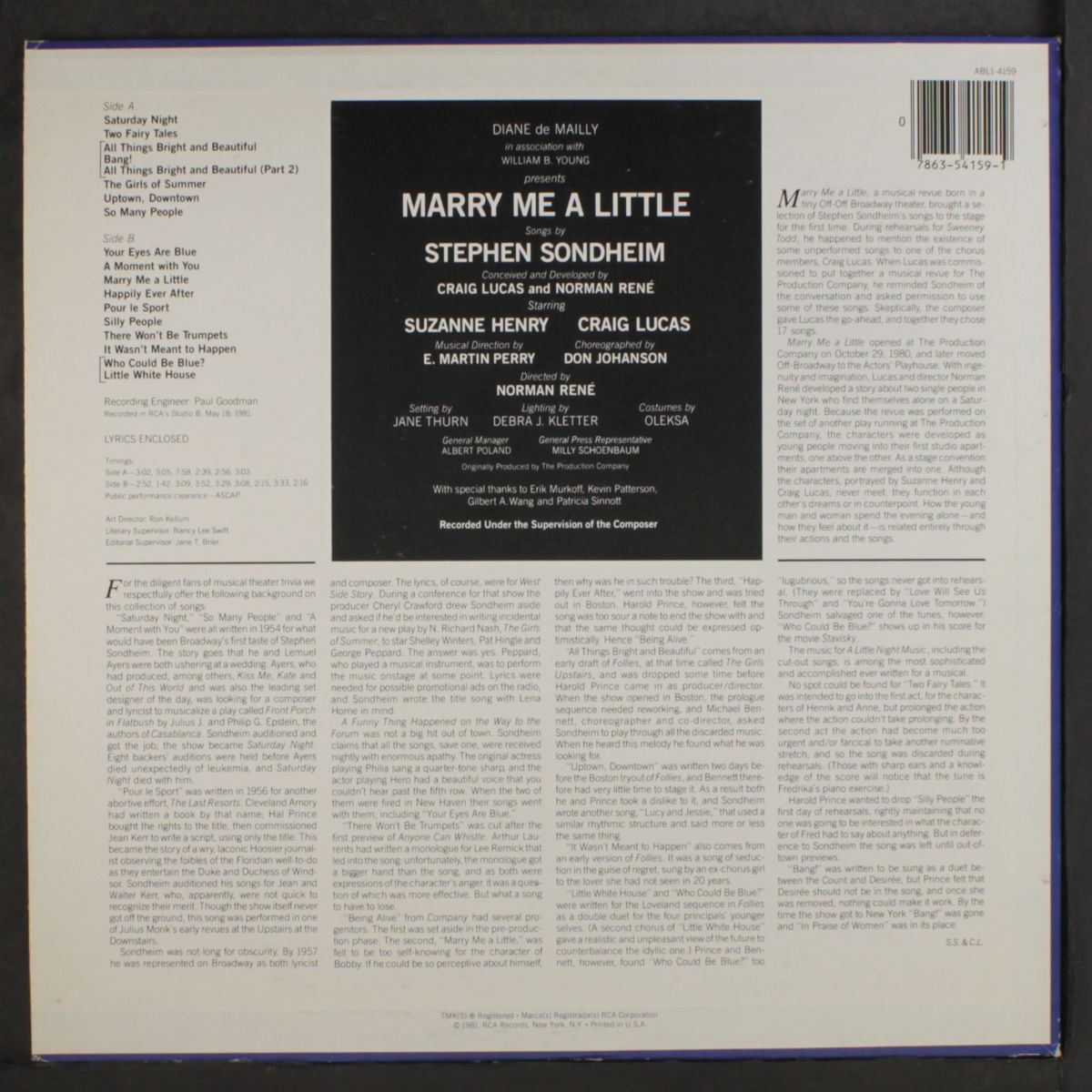 marry me a little by ORIGINAL CAST