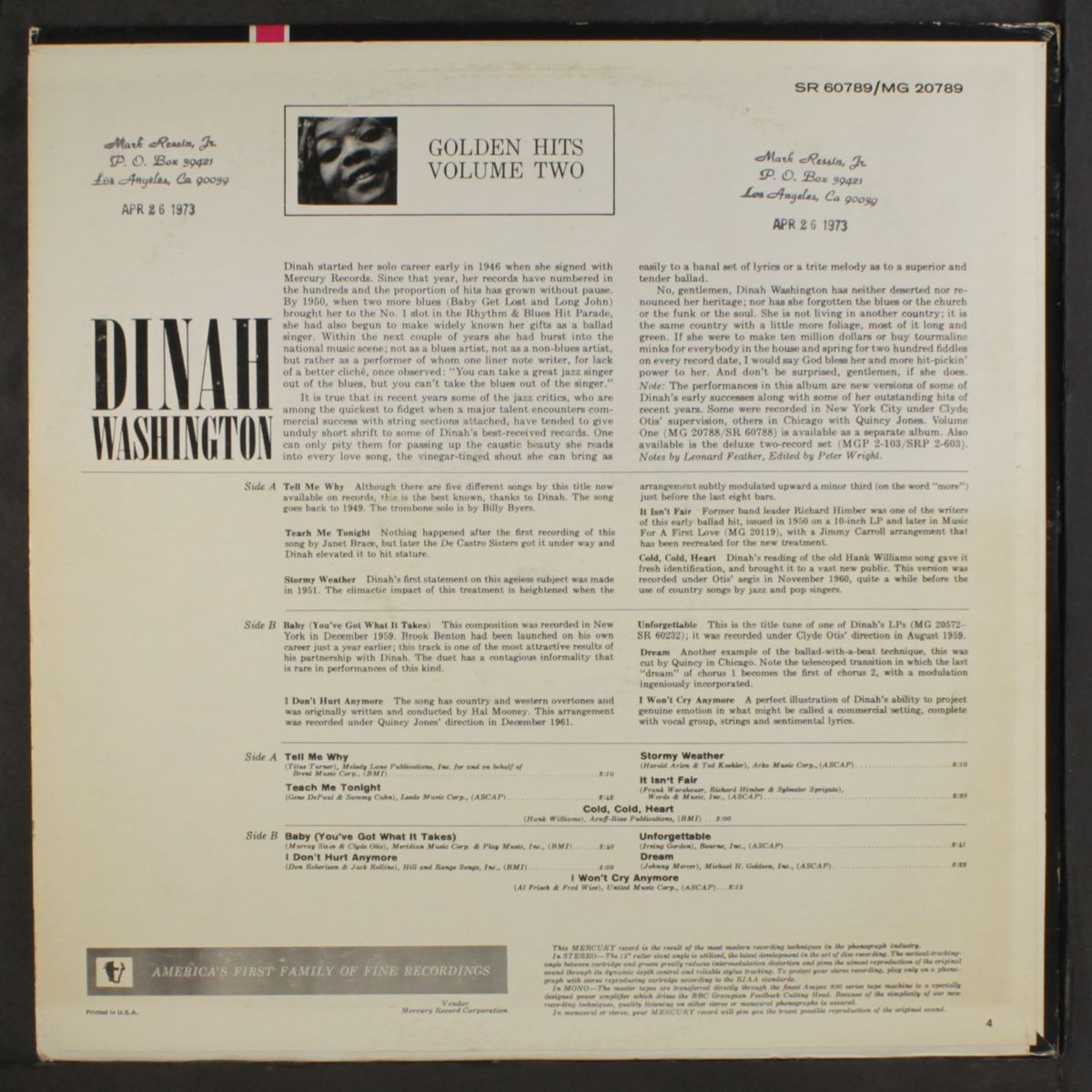 golden hits, vol. 2 by DINAH WASHINGTON