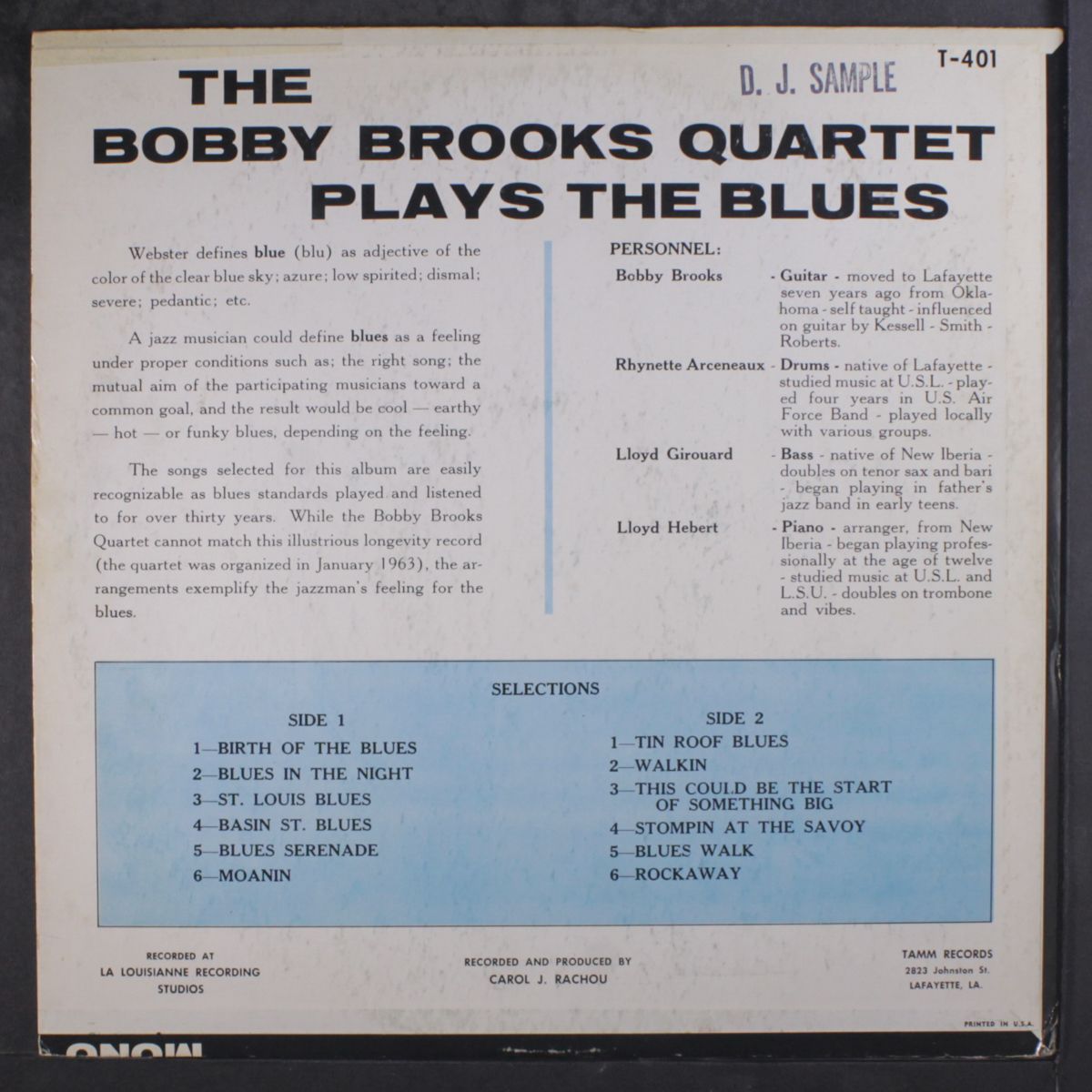 the bobby brooks quartet plays the blues by BOBBY BROOKS