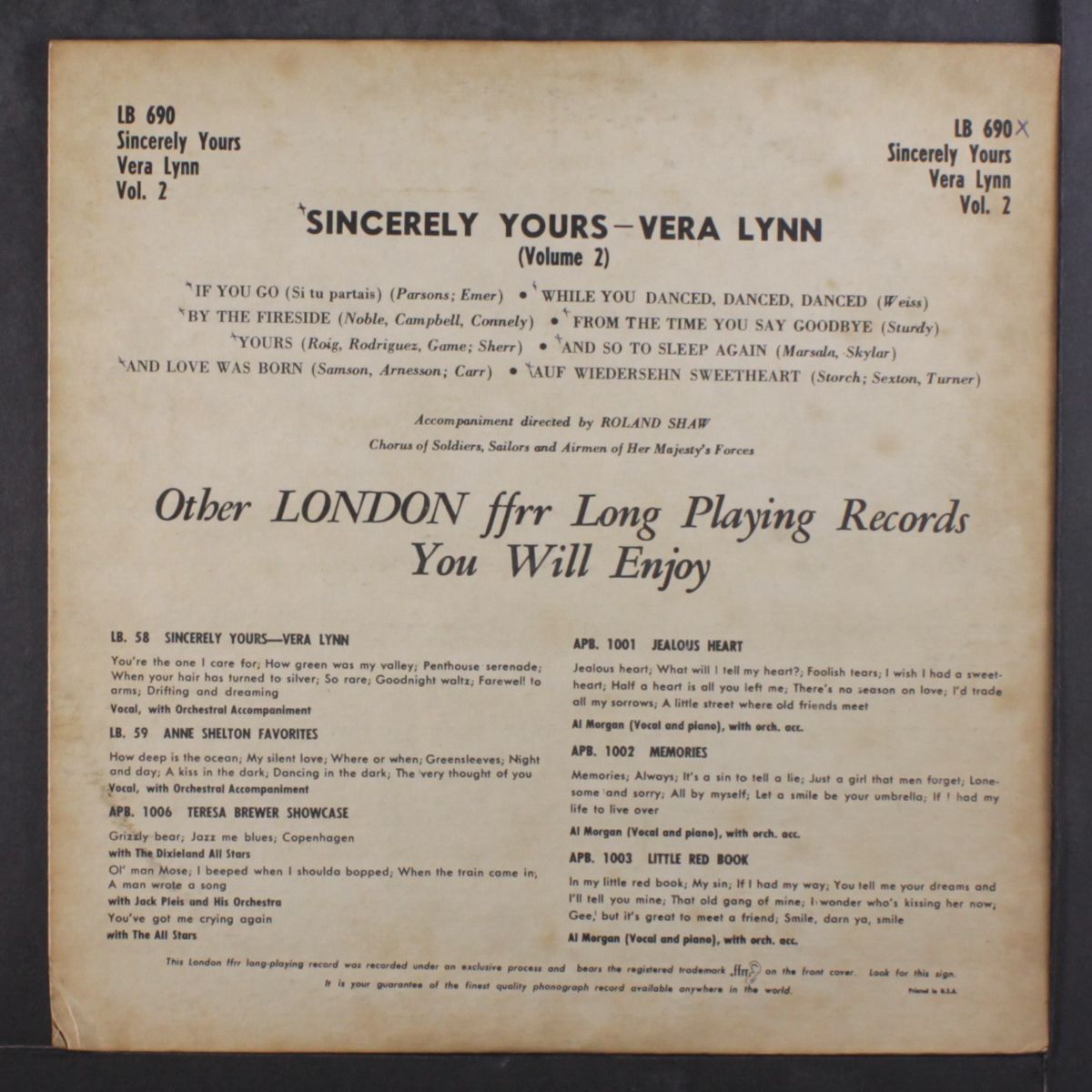 sincerely yours vol. 2 by VERA LYNN
