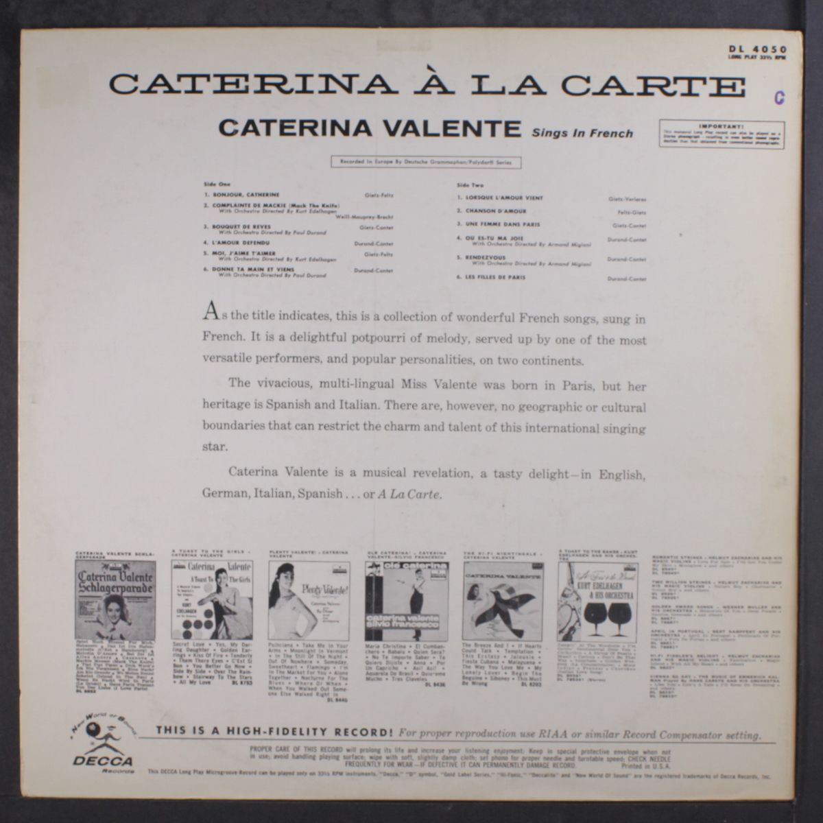 a la carte by CATERINA VALENTE