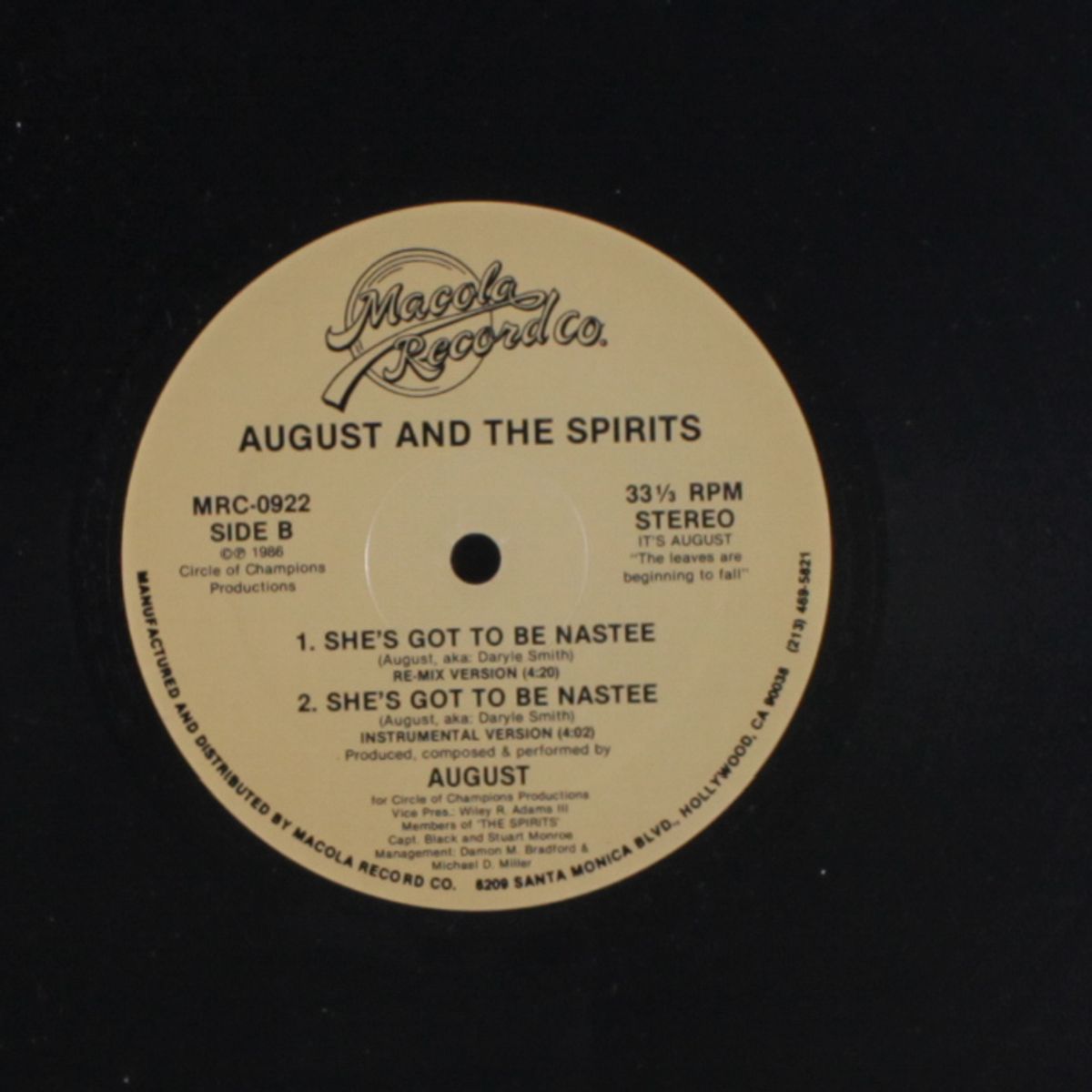 she's got to be nastee / instrumental by AUGUST & THE SPIRITS