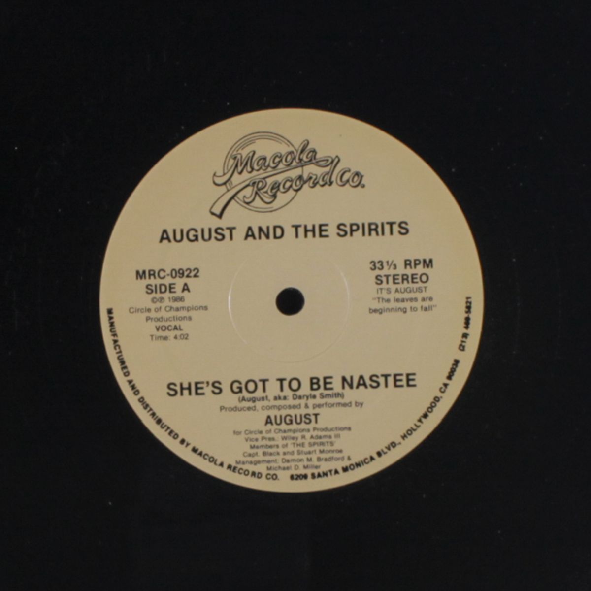 she's got to be nastee / instrumental by AUGUST & THE SPIRITS