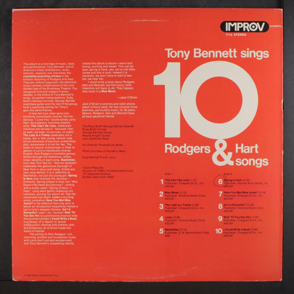 sings 10 rodgers & hart songs by TONY BENNETT