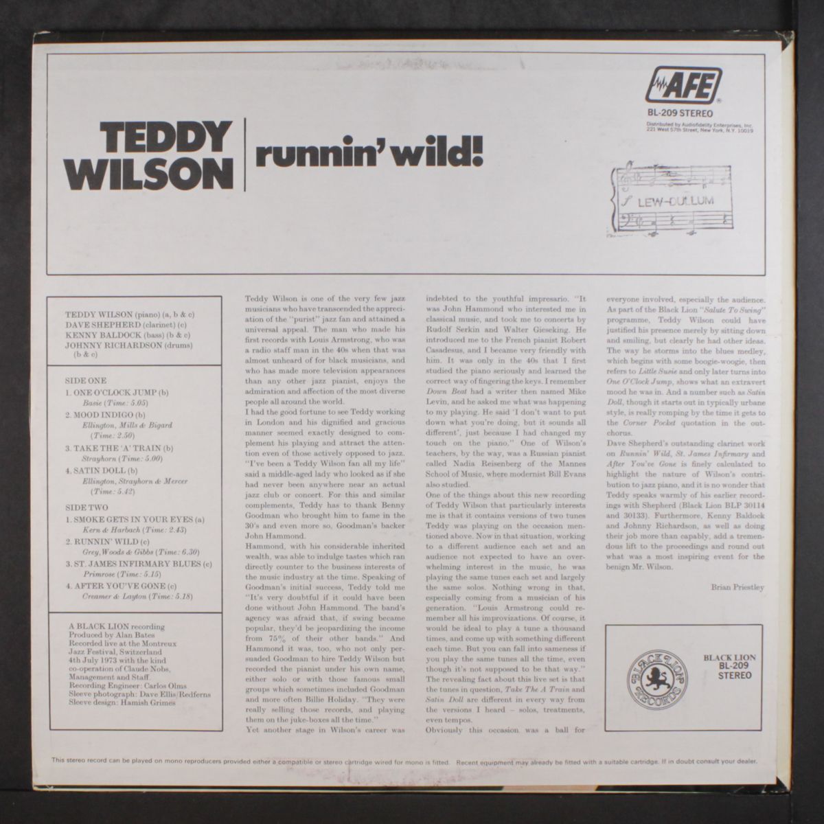 runnin' wild by TEDDY WILSON