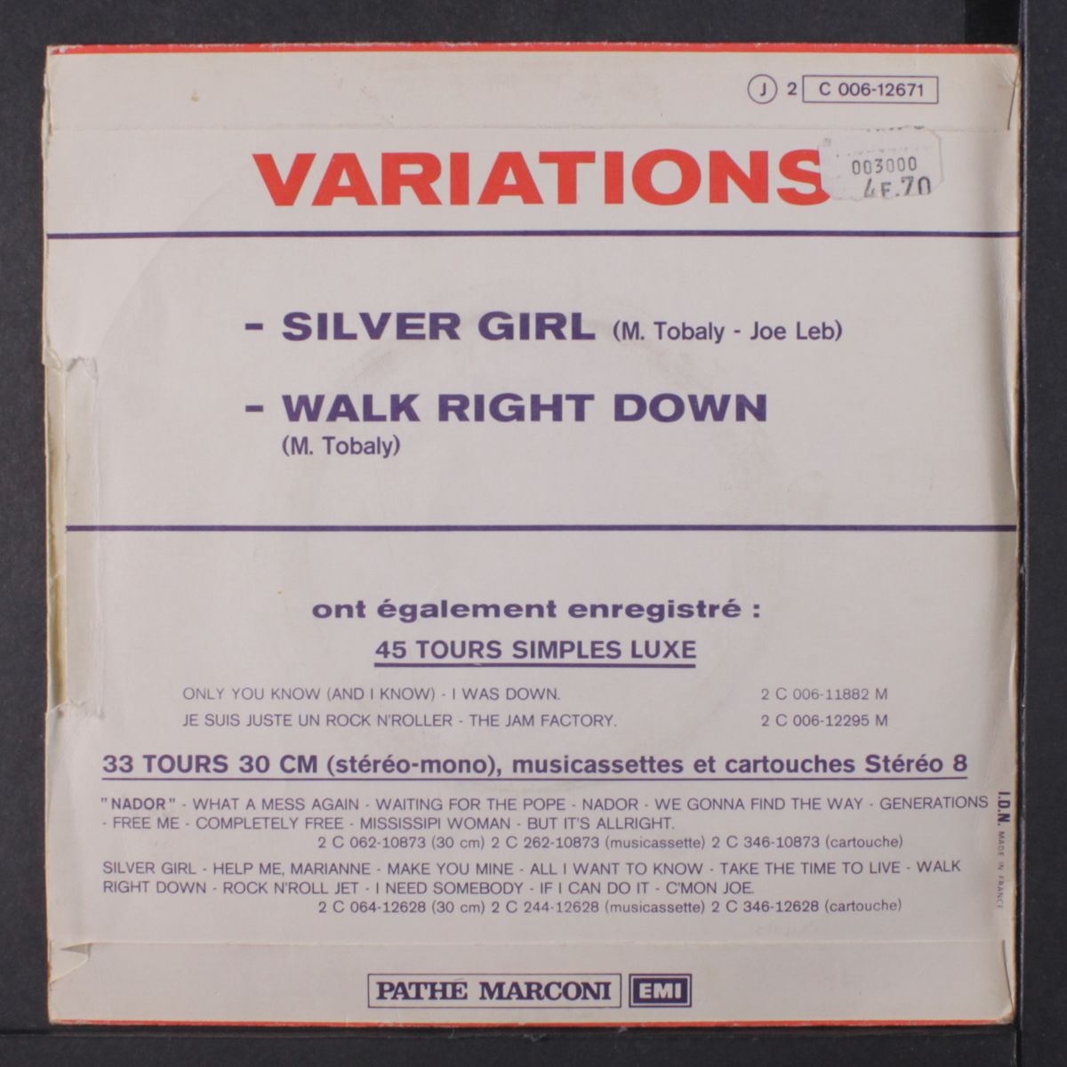 silver girl / walk right down by VARIATIONS