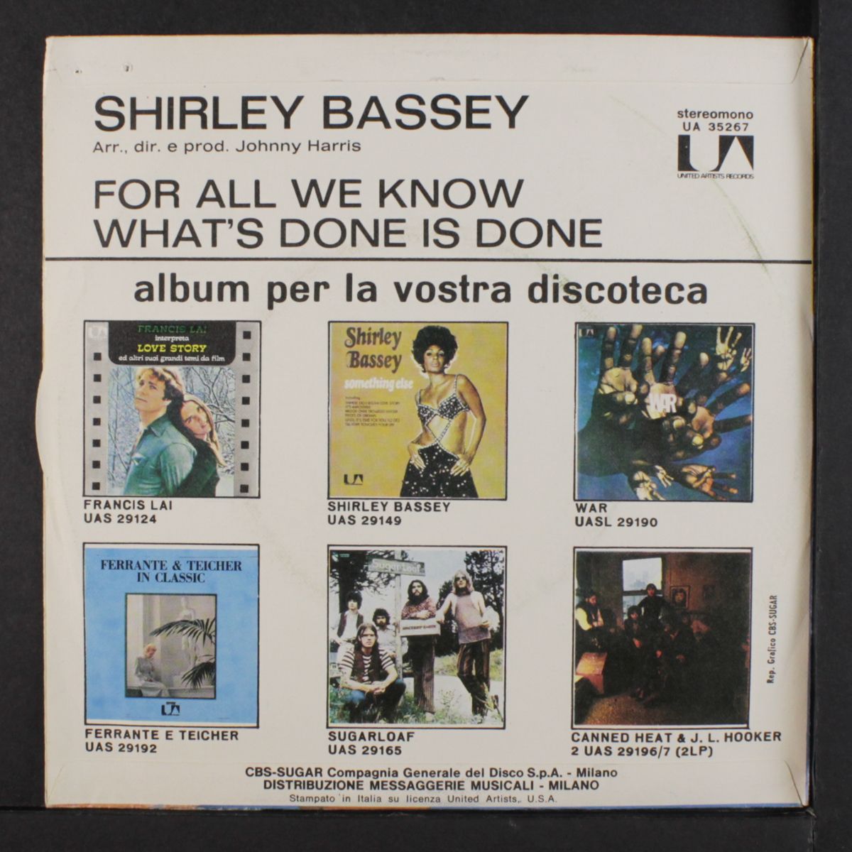 for all we know / what's done is done by SHIRLEY BASSEY