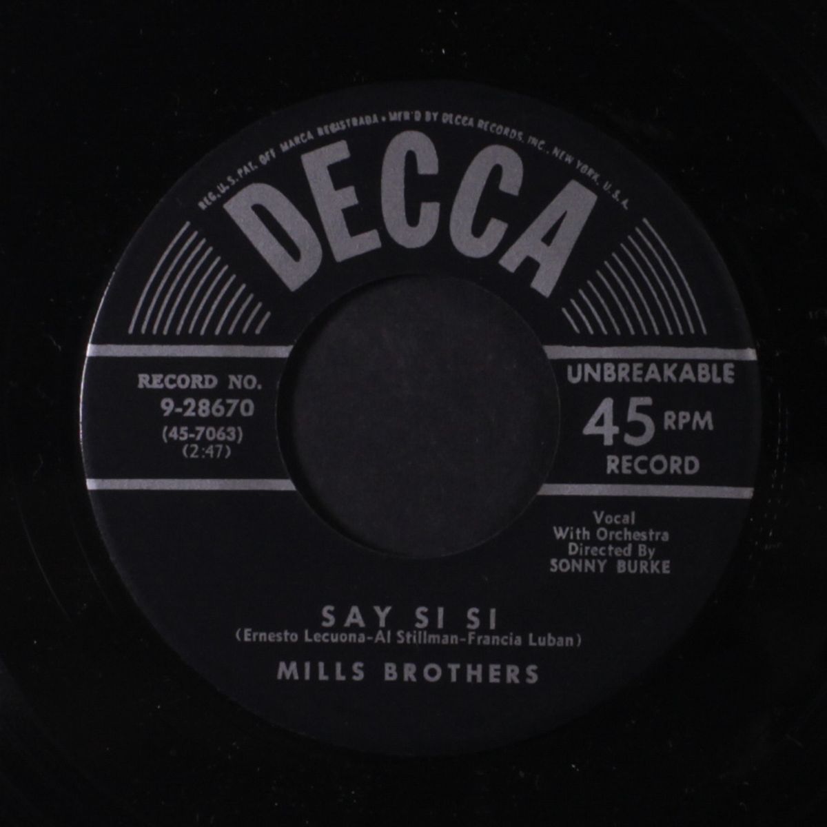 say si si / i'm with you by MILLS BROTHERS
