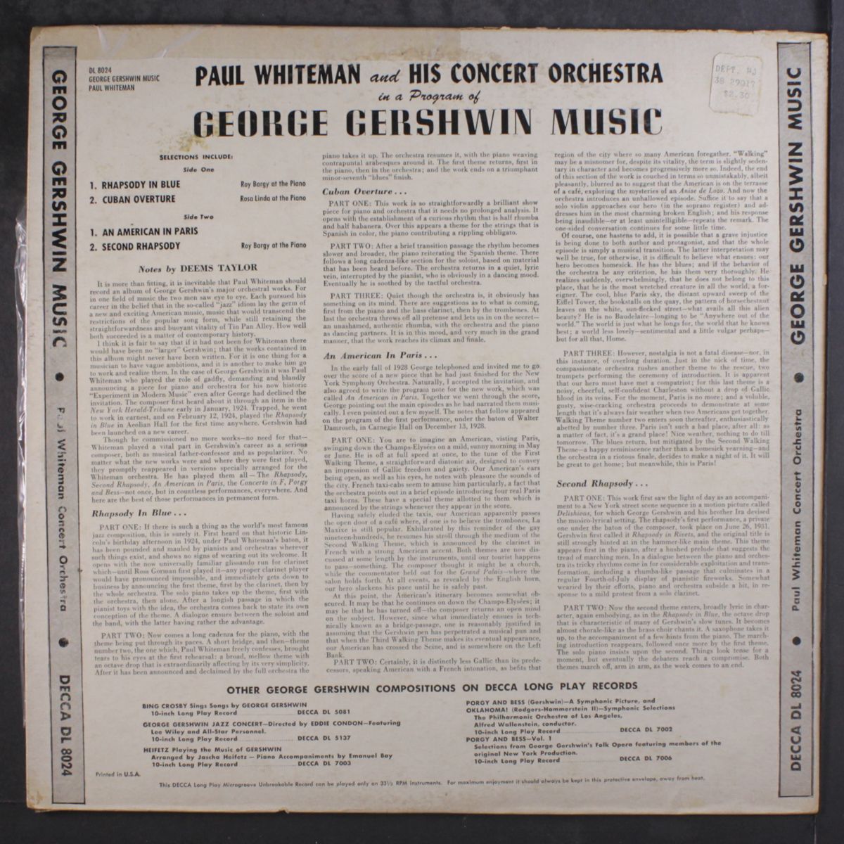 in a program of george gershwin music by PAUL WHITEMAN