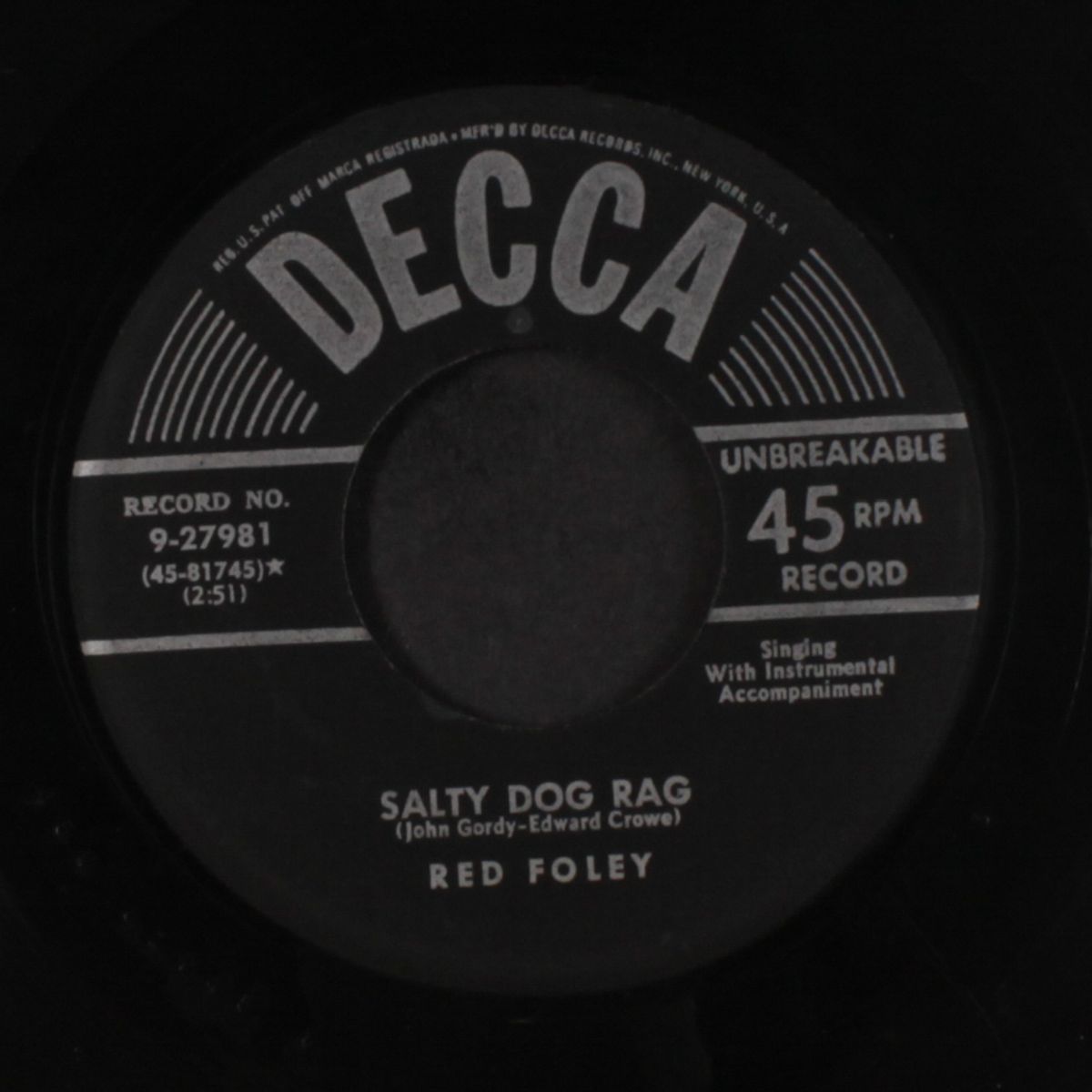 milk bucket boogie / salty dog rag by RED FOLEY