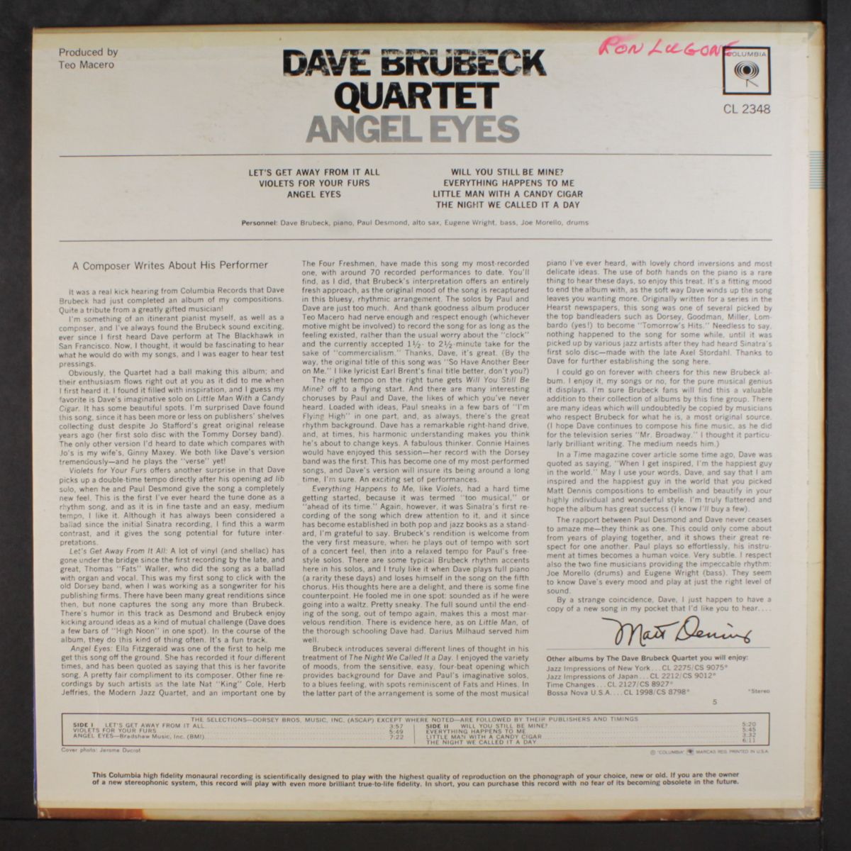 angel eyes by DAVE BRUBECK