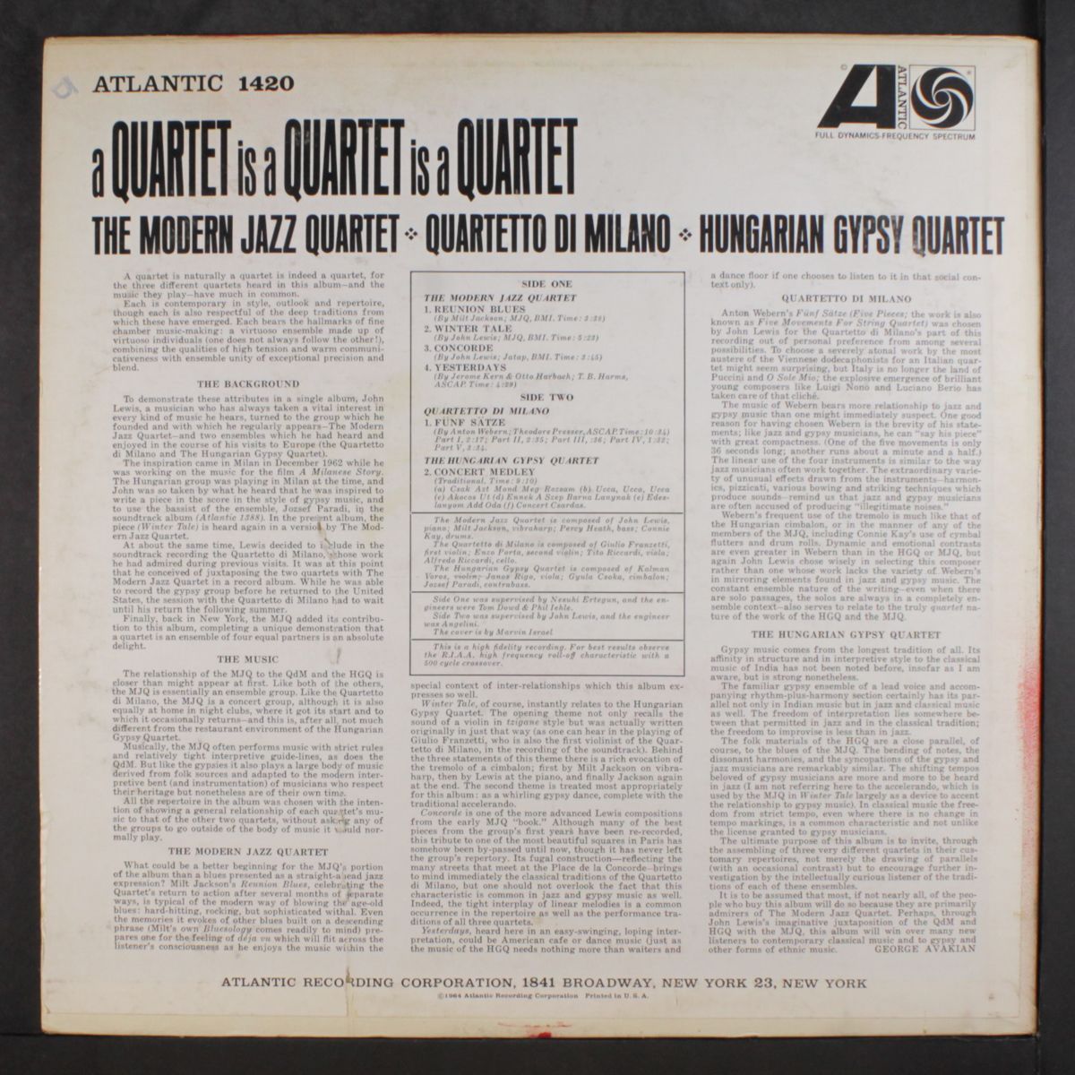 a quartet is a quartet is a quartet by MODERN JAZZ QUARTET, ETC.