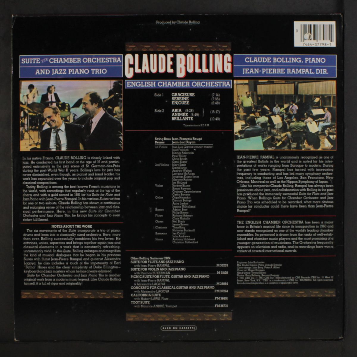 suite for chamber orch. & jazz piano by CLAUDE BOLLING