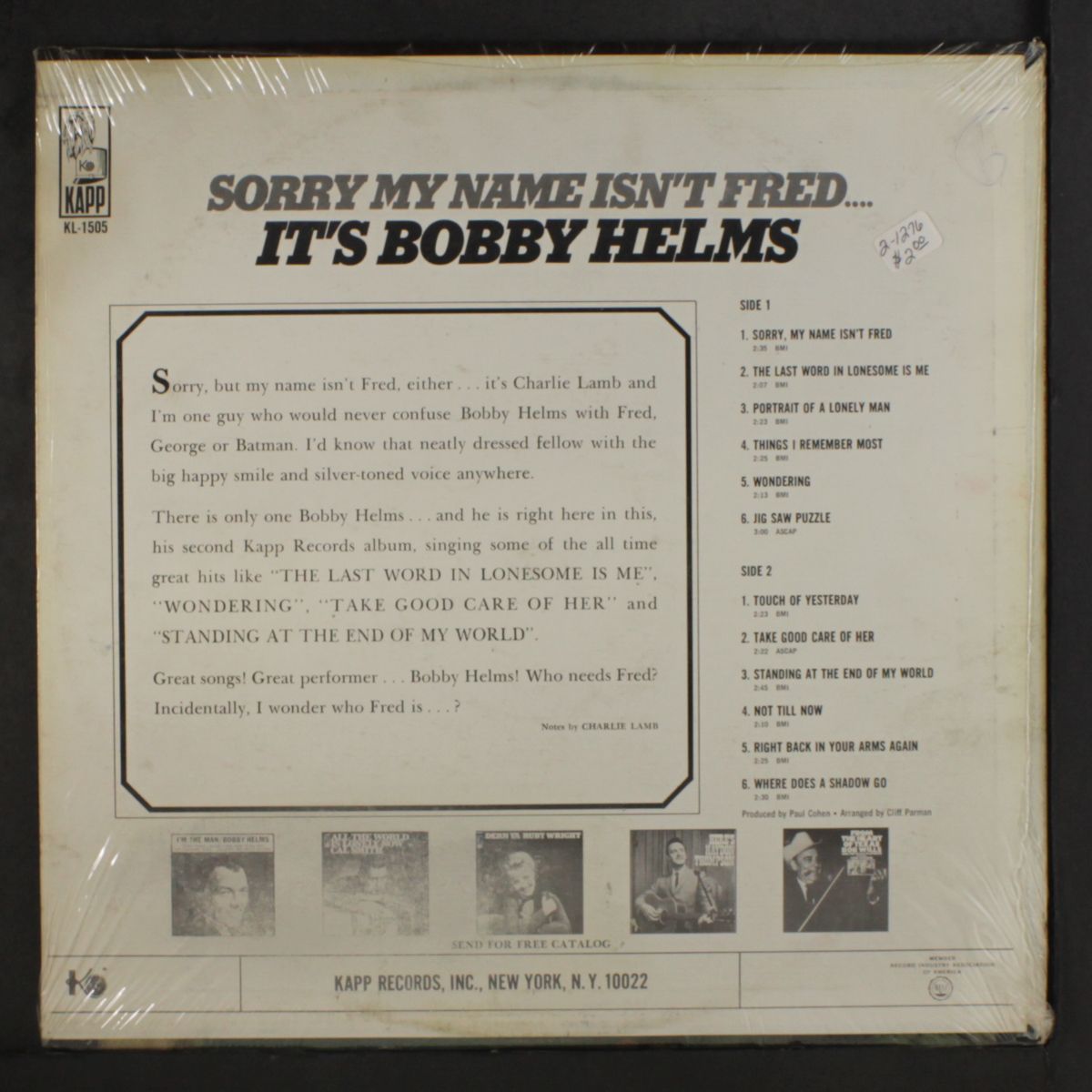 sorry my name isn't fred by BOBBY HELMS