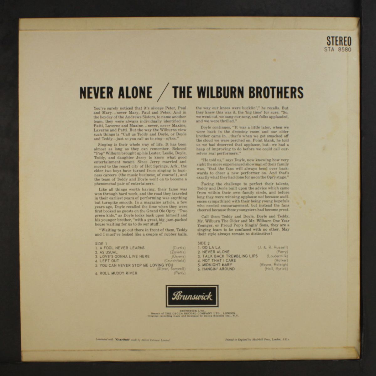 never alone by WILBURN BROTHERS