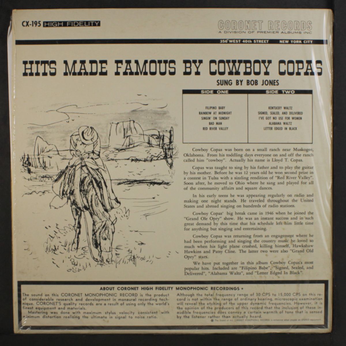 hits made famous by cowboy copas by BOB JONES