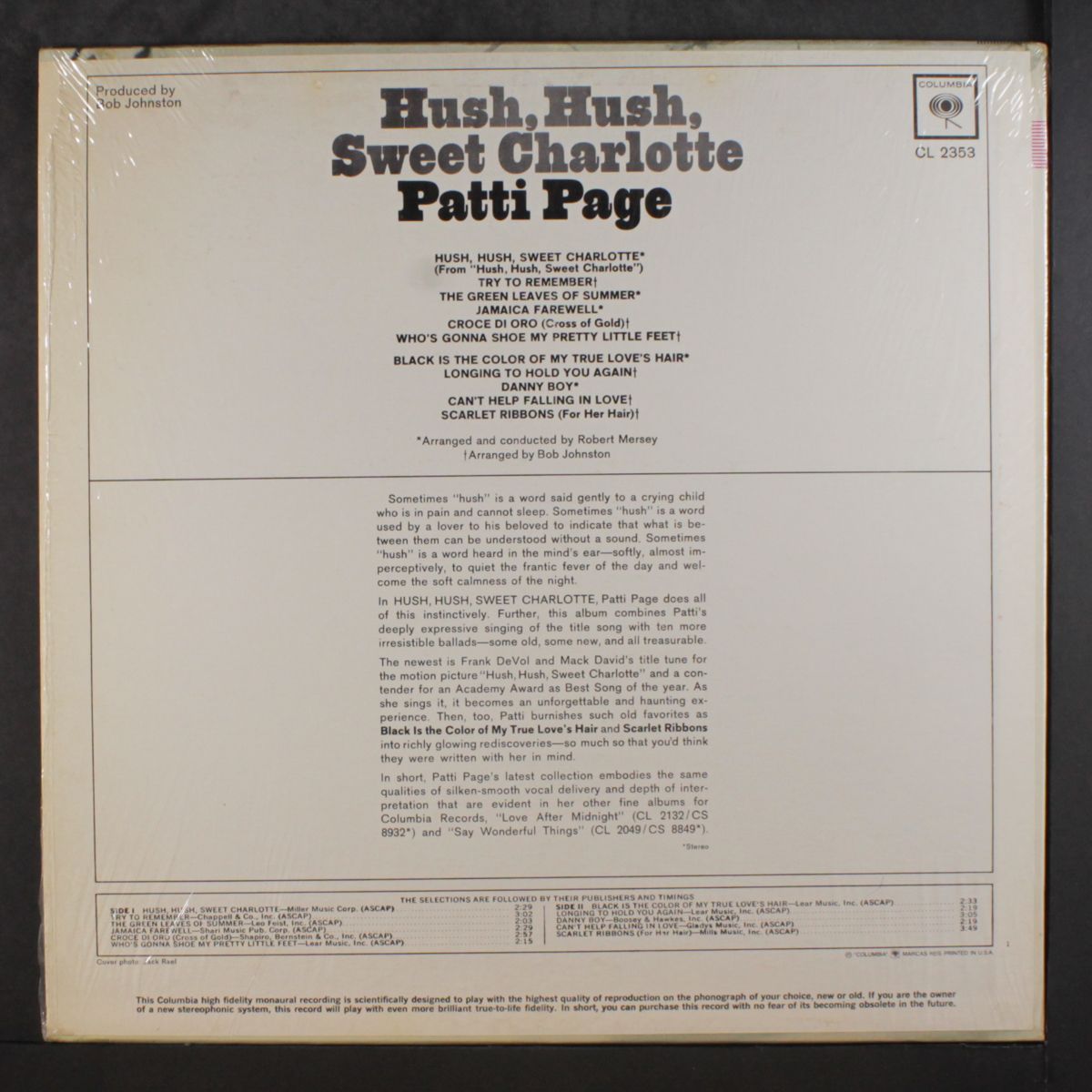 hush, hush, sweet charlotte by PATTI PAGE