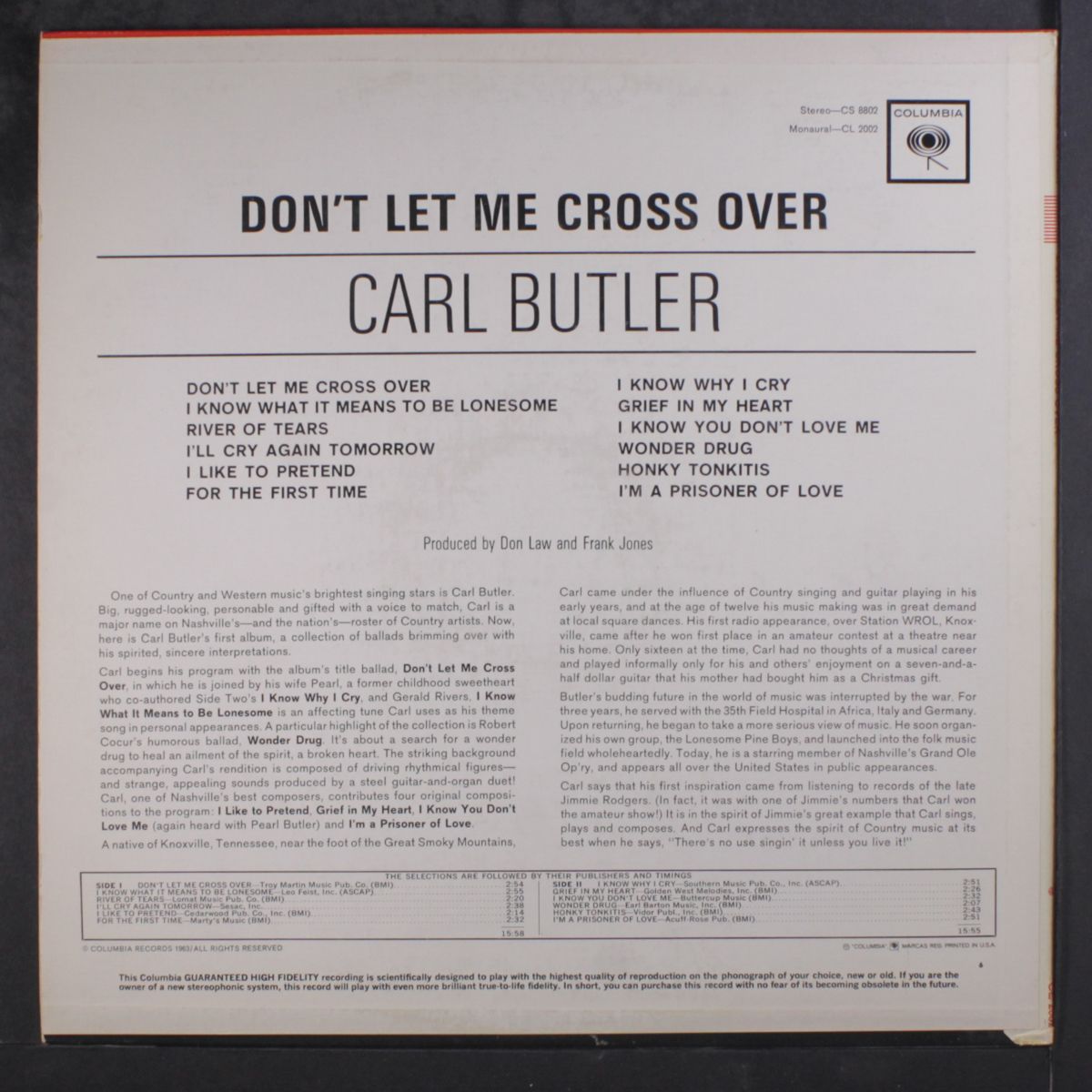 don't let me cross over by CARL BUTLER
