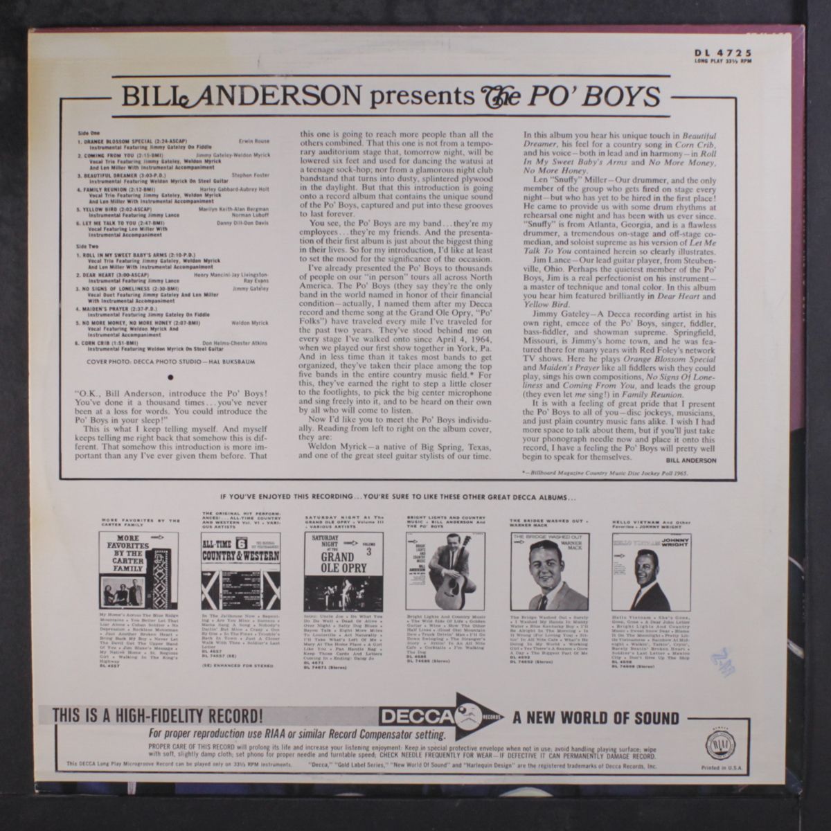 bill anderson presents by PO' BOYS
