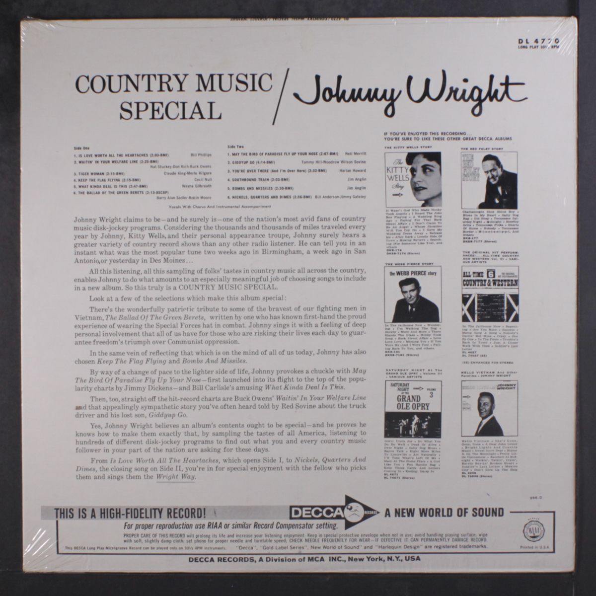 country music special by JOHNNY WRIGHT