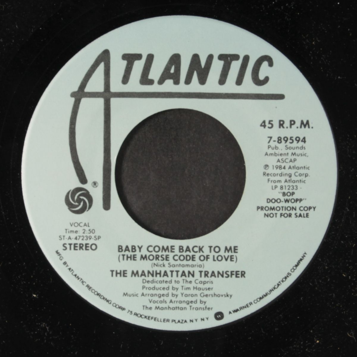 baby come back to me / same by MANHATTAN TRANSFER