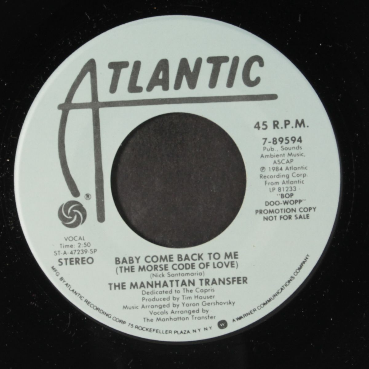 baby come back to me / same by MANHATTAN TRANSFER