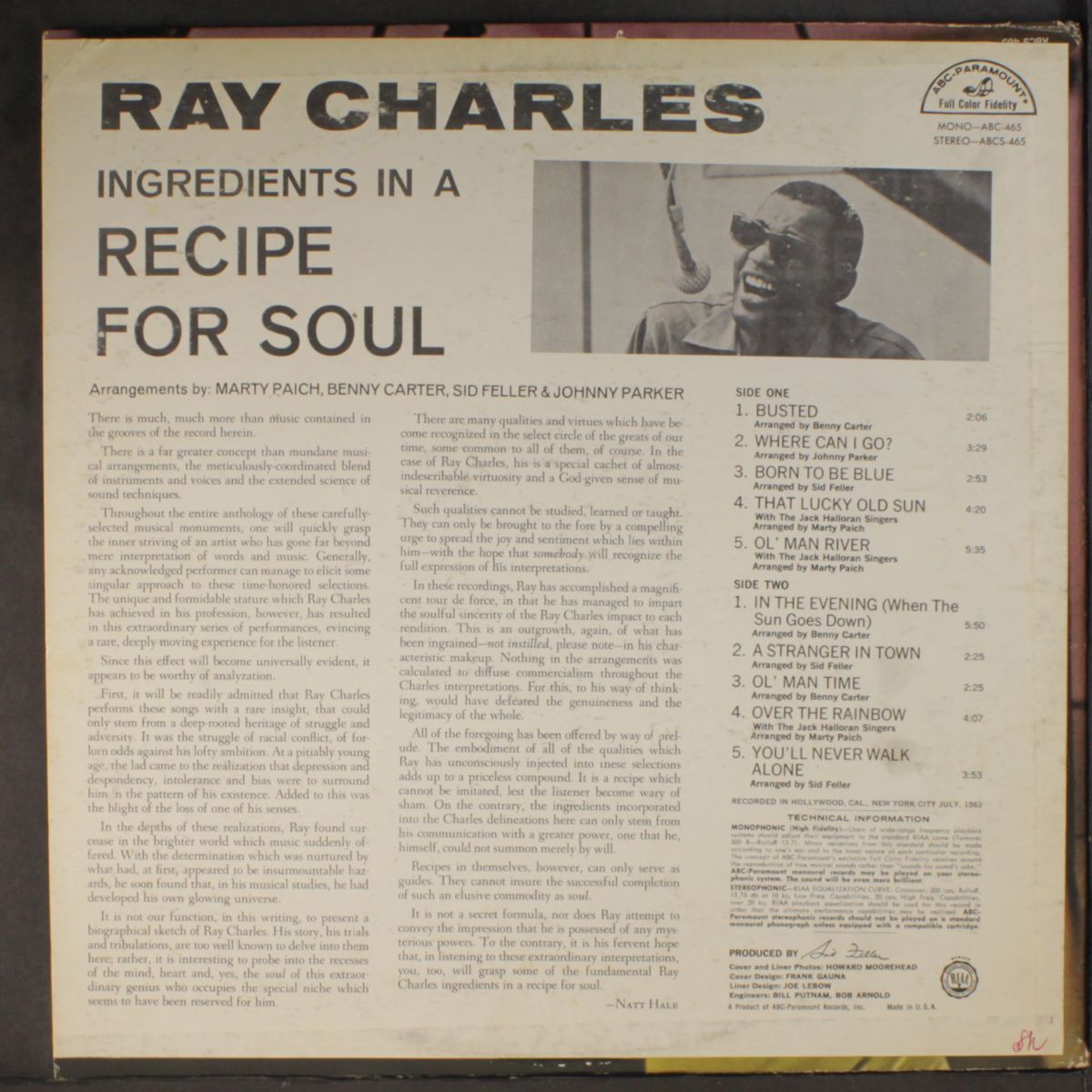 ingredients in a recipe for soul by RAY CHARLES
