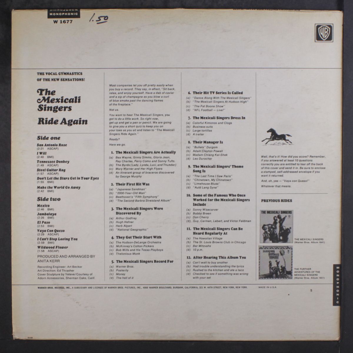 ride again by MEXICALI SINGERS
