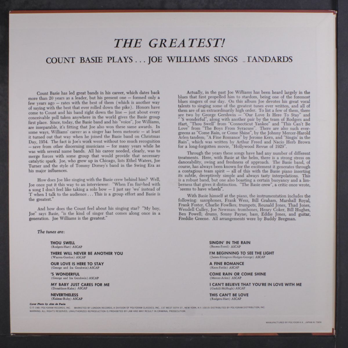 the greatest!! by COUNT BASIE & JOE WILLIAMS