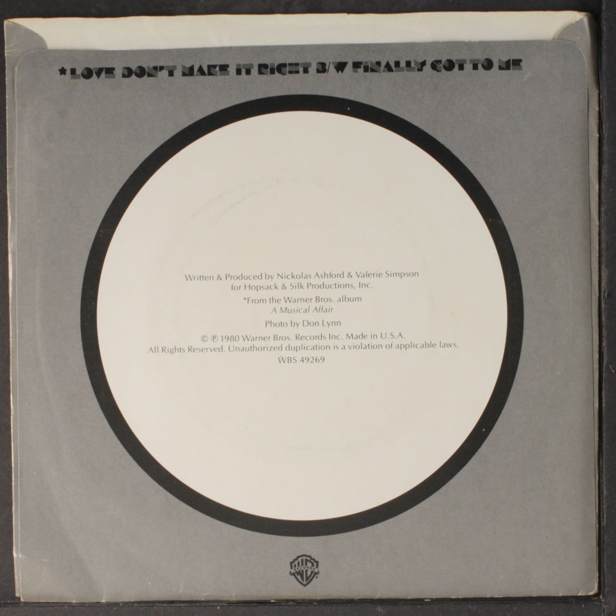 love don't make it right / mono by ASHFORD & SIMPSON