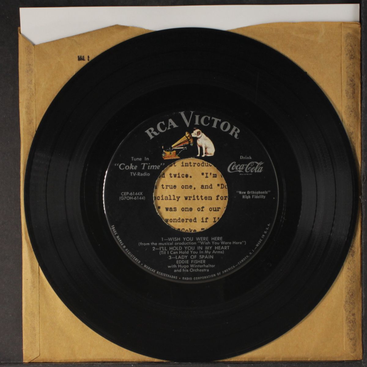 souvenir from "coke time" by EDDIE FISHER