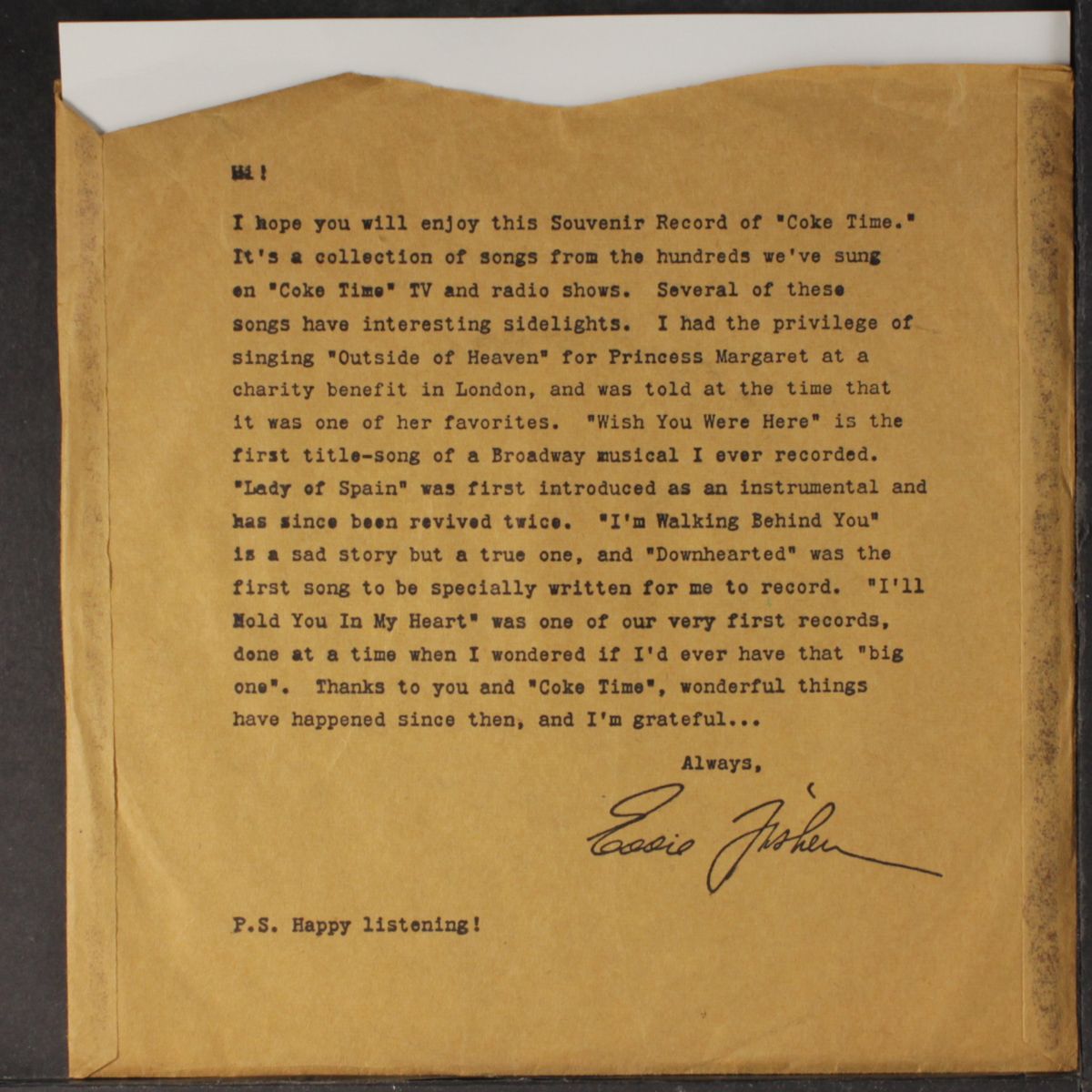 souvenir from "coke time" by EDDIE FISHER