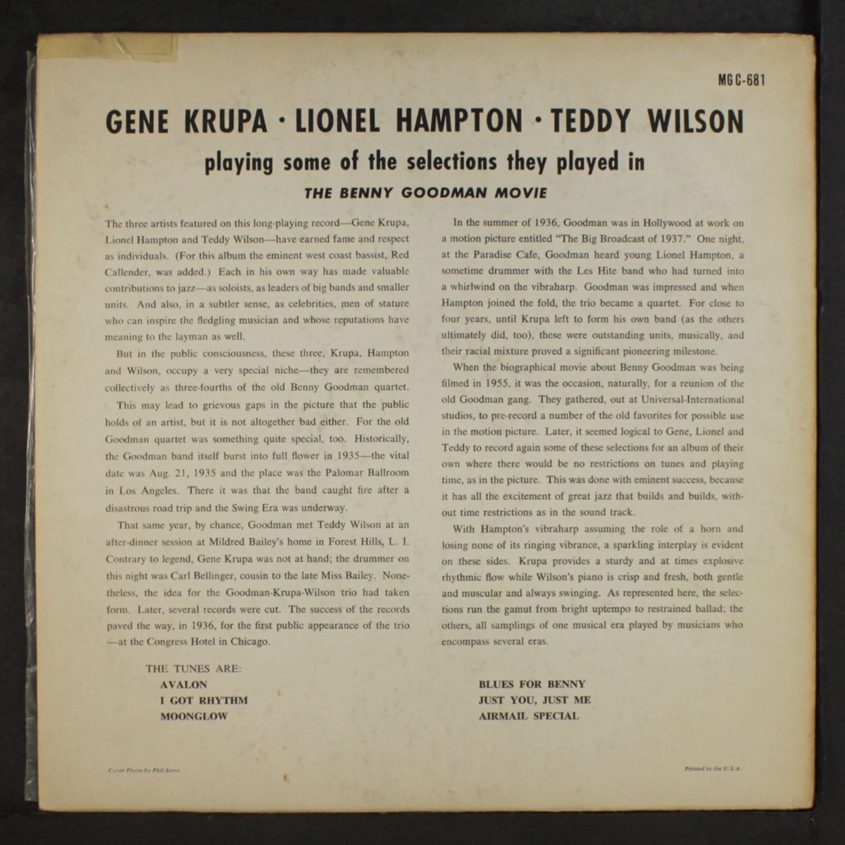 playing some of the selections they played in the benny goodman movie by GENE KRUPA, LIONEL HAMPTON, TEDDY WILSON