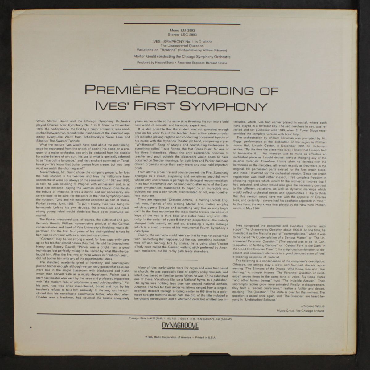 ives: symphony no.1 by MORTON GOULD