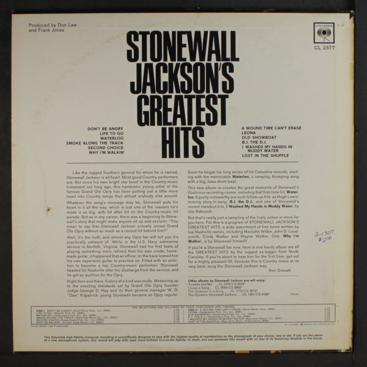 greatest hits by STONEWALL JACKSON