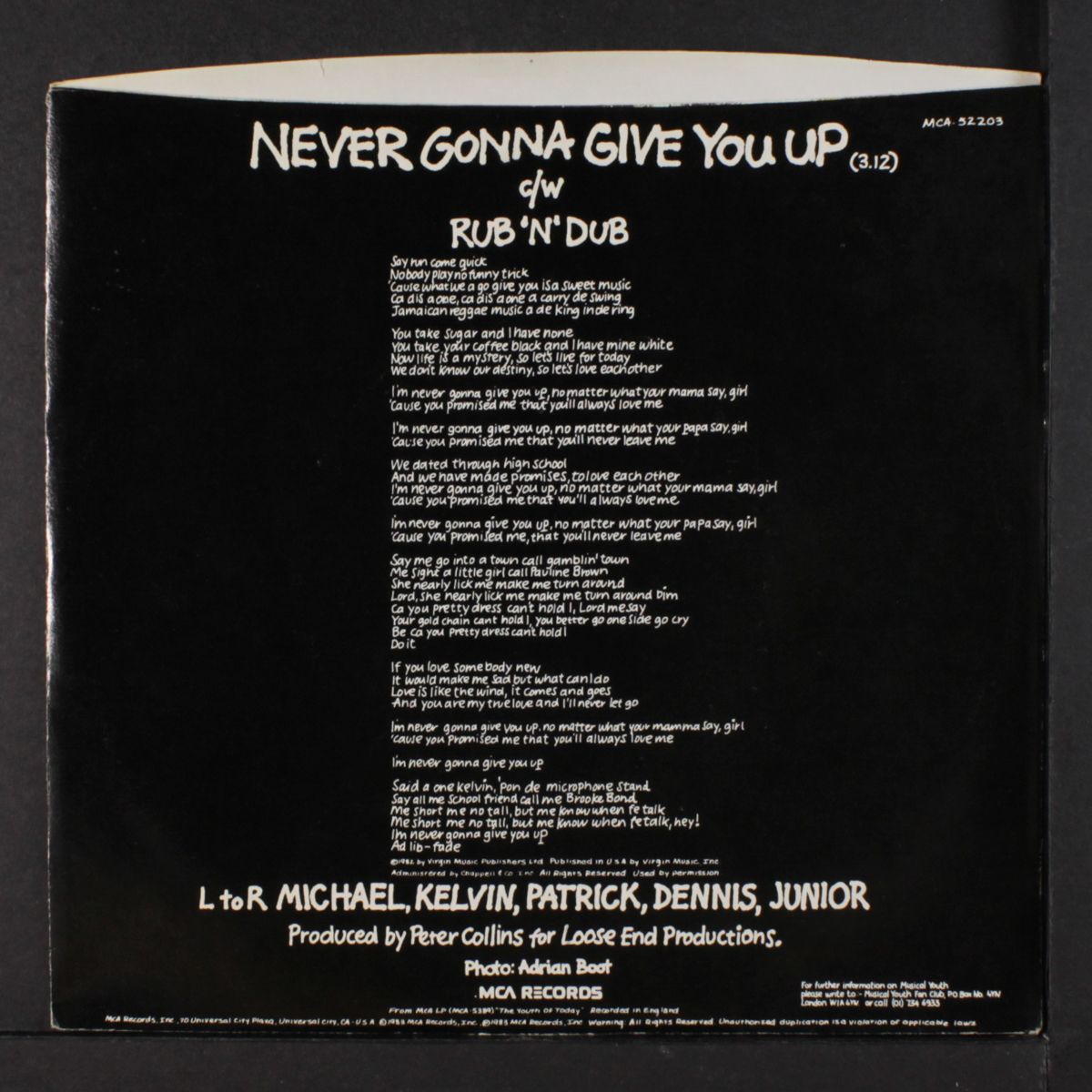 never gonna give you up / rub 'n' dub by MUSICAL YOUTH