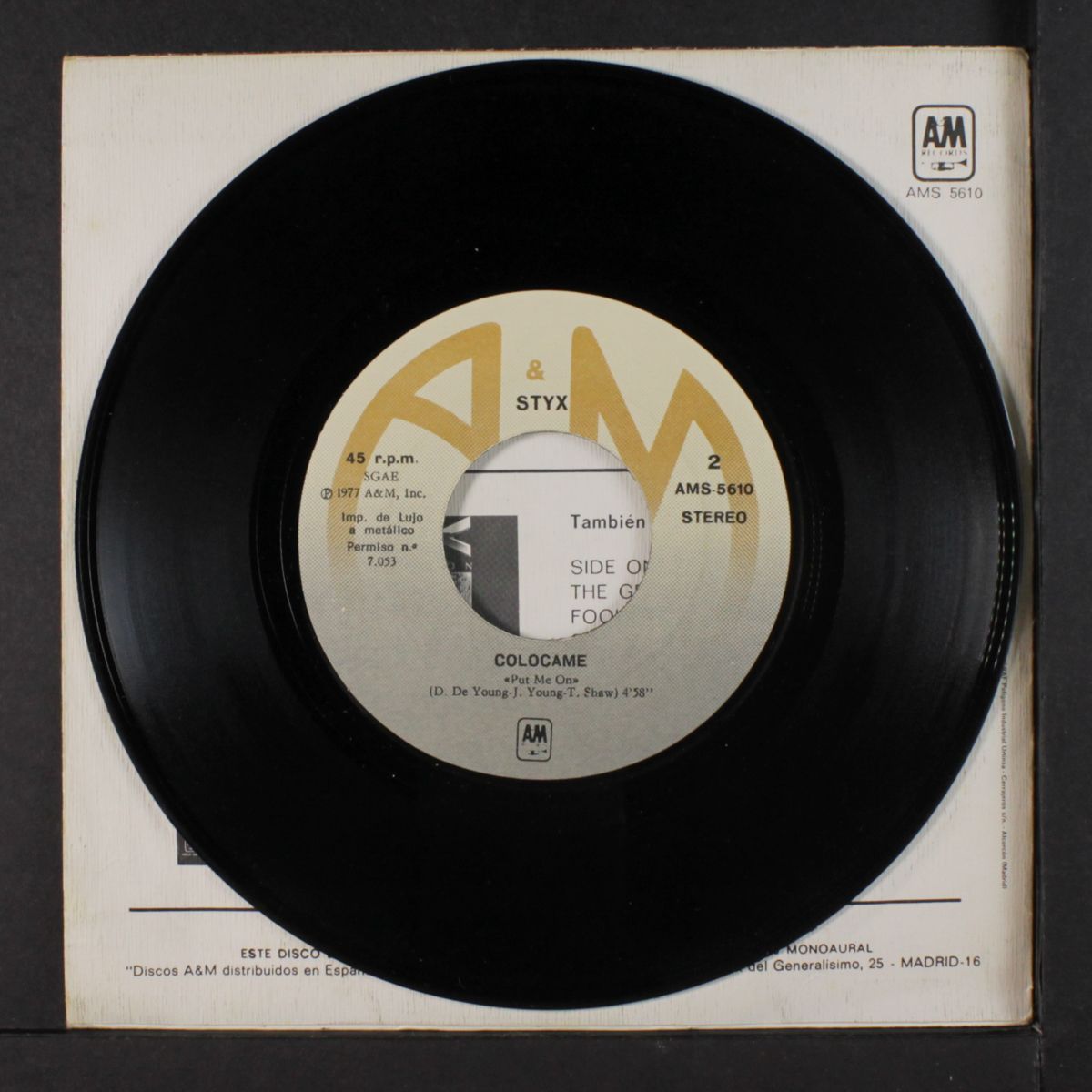 come sail away / put me on by STYX