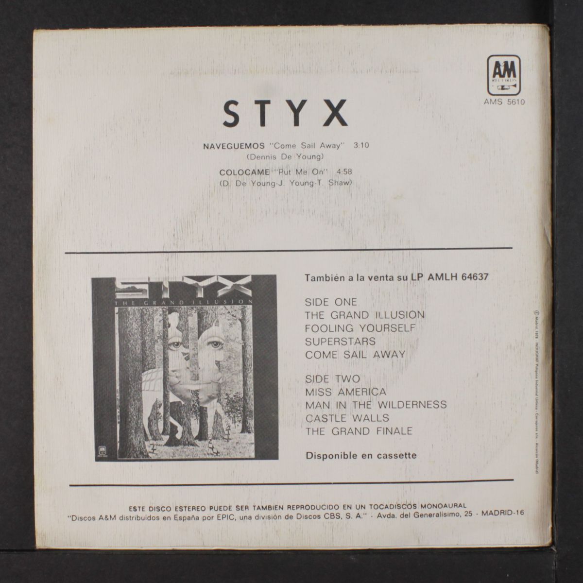 come sail away / put me on by STYX