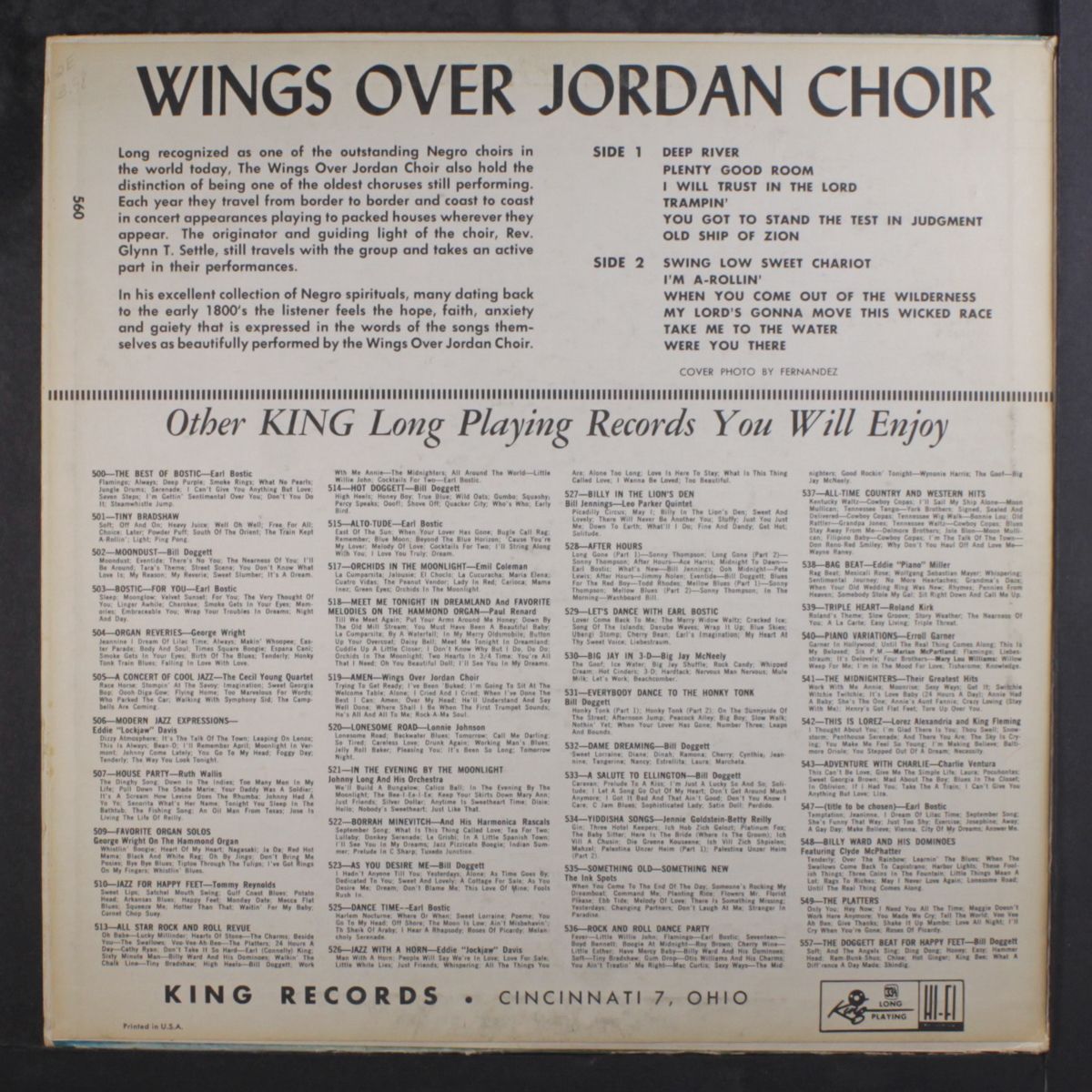 an outstanding collection of traditional negro spirituals by WINGS OVER JORDAN CHOIR