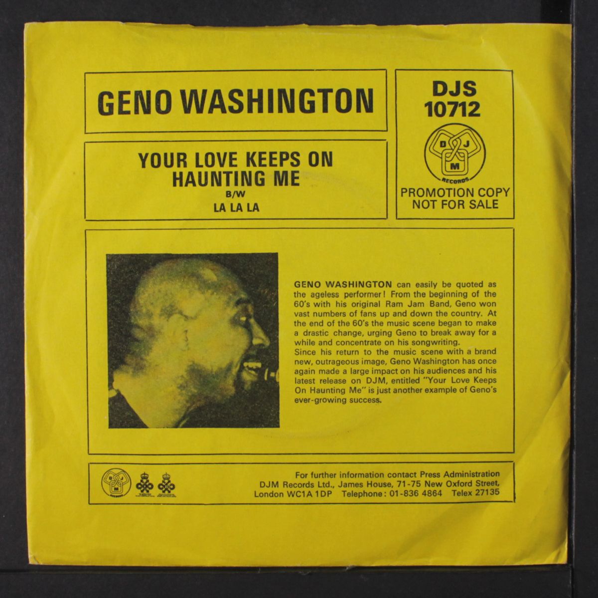 your love keeps haunting me / la la la by GENO WASHINGTON
