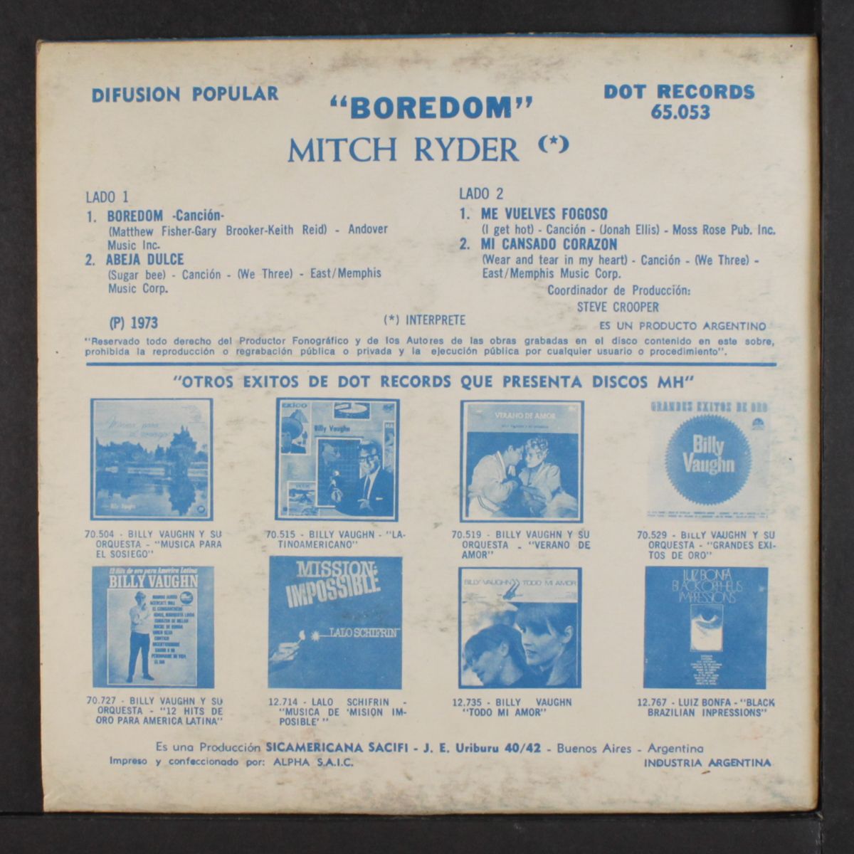boredom by MITCH RYDER