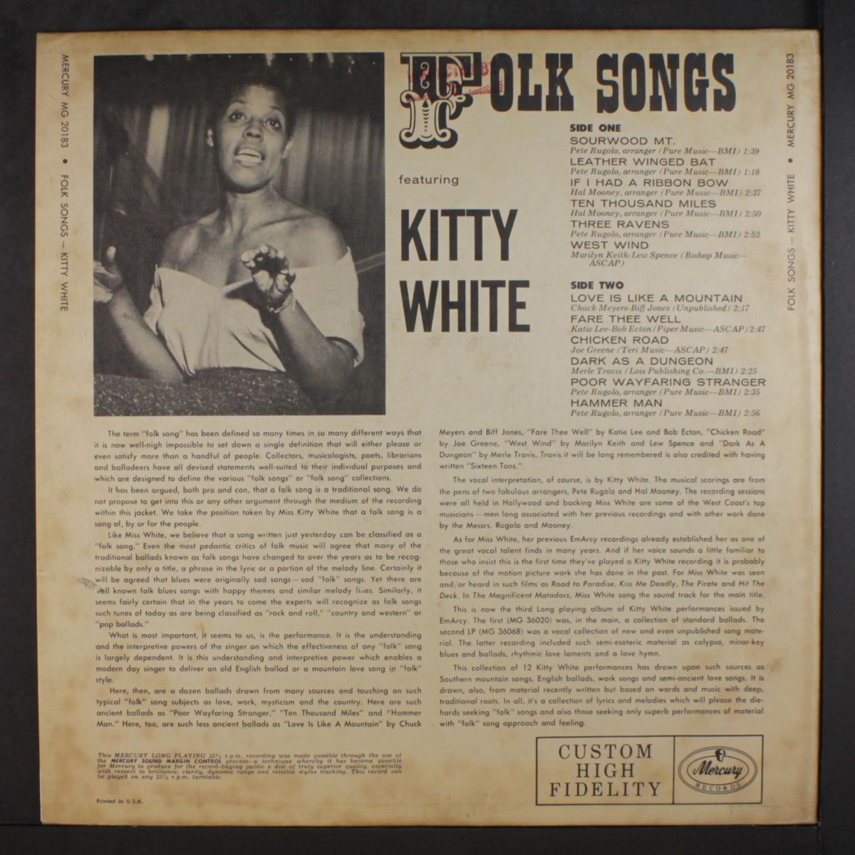 folk songs by KITTY WHITE