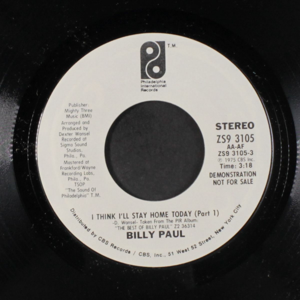 i think i'll stay home today / same by BILLY PAUL